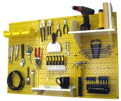 Pegboard Organizer 4 ft. Metal Pegboard Standard Tool Storage Kit with Yellow Toolboard and White Accessories