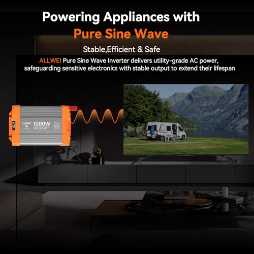 1000W Pure Sine Wave Power Inverter 12V DC to 120V AC