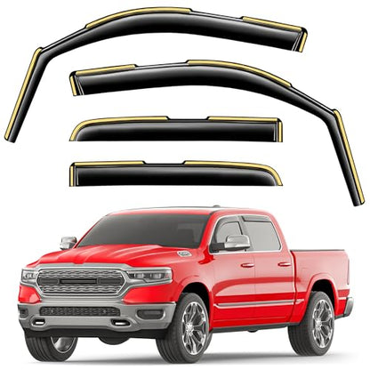 Window Visors Rain Guards for Dodge RAM 1500 Crew Cab 2019 (4 Count)