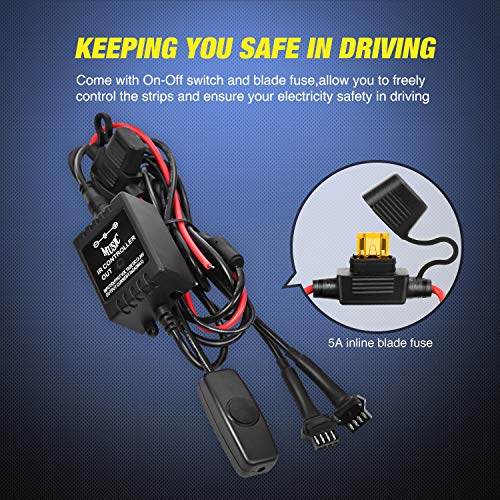 TL 31 2PCS 60Inch RGB Truck Bed Light Strip Kit 180 LED RF Remote Control with On Off Switch Blade Fuse 2Way Splitter Extension Cable for Cargo Pickup Truck SUV RV Boat