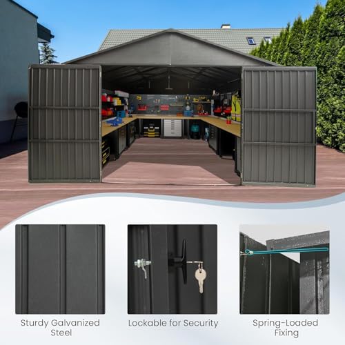 Domi 12'x15' Outdoor Metal Garage Shed