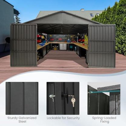 Domi 12'x15' Outdoor Metal Garage Shed