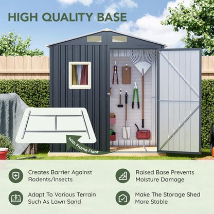6 x 4 FT Metal Storage Shed for Backyard
