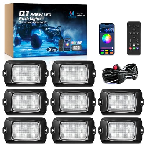 Q1 RGBW 8 Pod Rock Lights for Trucks with App & Remote Control (8 Count)