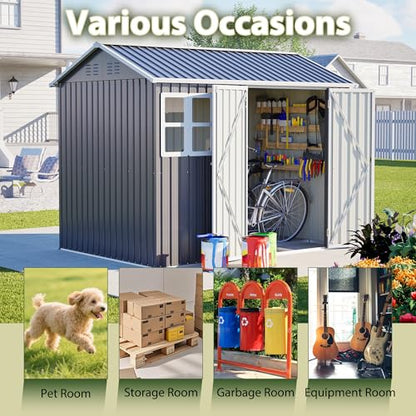 8X 6ft Outdoor Storage Shed with Clear Window