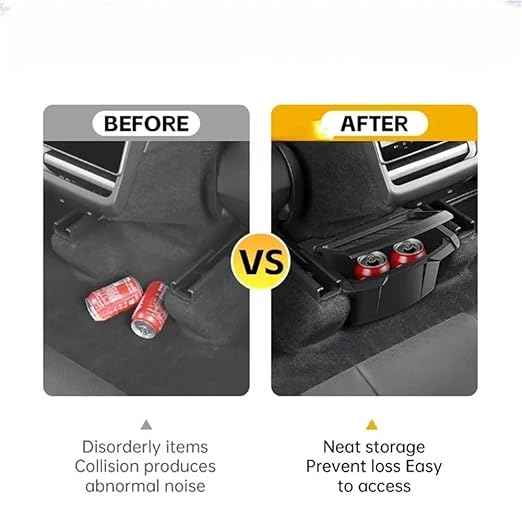 Rear Center Console Organizer Compatble for Tesla Model Y Juniper 2025 2026 Trash Can with Anti-Slip Lid Cover Backseat Storage Box