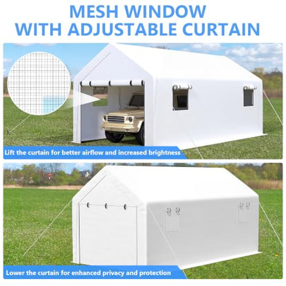 10x20 FT Enclosed Carport with Roll
