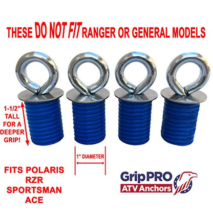 GripPRO ATV Lock & Ride Tie Down Anchors Fit Polaris RZR & Sportsman 4 (4 Count)