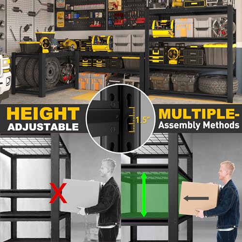 40" W Heavy Duty Garage Shelving 2200 LBS 4 Tier Storage Shelves (6 Count)