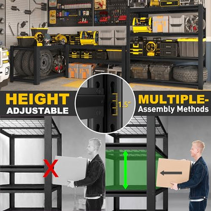40" W Heavy Duty Garage Shelving 2200 LBS 4 Tier Storage Shelves (6 Count)