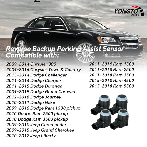 Reverse Parking Assist Sensors 1EW63TZZAA Backup Bumper Sensor 4PCS Compatible with Ram 1500 2500 3500