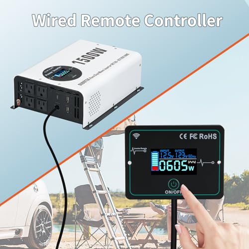 1500W Pure Sine Wave Power Inverter 12V to 120V AC