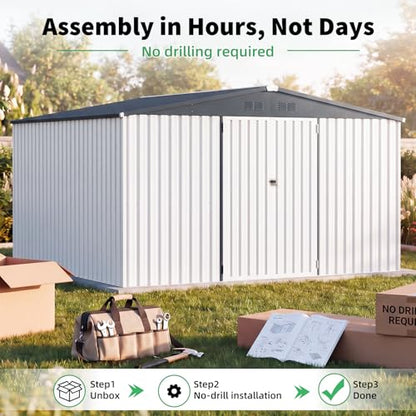 10' x 12' Waterproof Metal Outdoor Storage Shed
