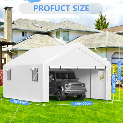 13x21 FT Enclosed Carport with Roll