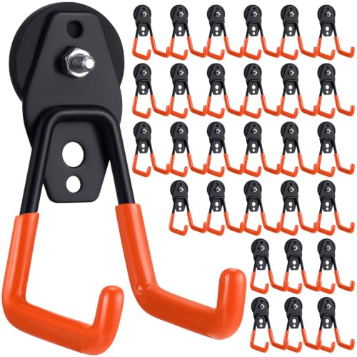 30 Pcs Large Magnetic Hooks Heavy Duty Garage Magnet Hooks Strong Storage Utility Magnetic Hangers with Anti Slip Rubber Coating for Indoor and Outdoor Hanging (30 Count)