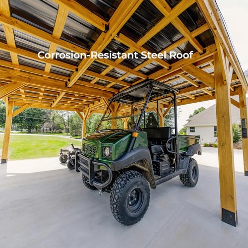 Kingsport 20' x 20' Cedar Wood Outdoor Carport Garage with Heavy