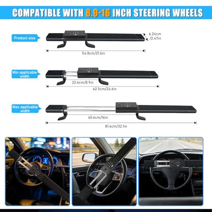 Smart Steering Wheel Lock with 5 Unlocking Methods