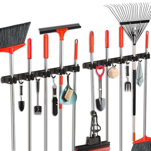 2 Pack Mop and Broom Holder Wall Mount (2 Count)