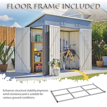 4x8 FT Outdoor Storage Shed with Floor Frame