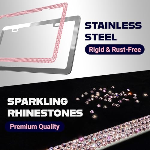 Glamorous Pink Bling License Plate Frame for Women