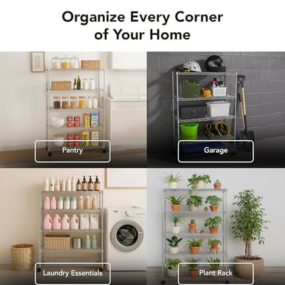 5 Tier Heavy Duty Wire Shelving Unit Storage Rack for Products Plant Pantry