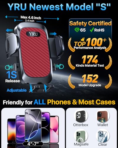 2026 Ultimate Car Phone Holder Mount [Bendable & Adjustable Aluminum Arm] Cell Phone Holder for Car Dashboard Windshield Phone Stand for iPhone 17 16 15 14 Pro Max Samsung Pickup Truck