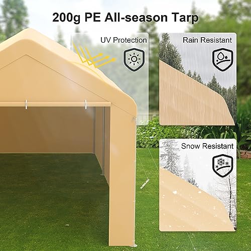 Carport 10'x20' Heavy Duty Car Canopy Portable Garage with Removable Sidewalls & Doors for Truck Boat Car Port