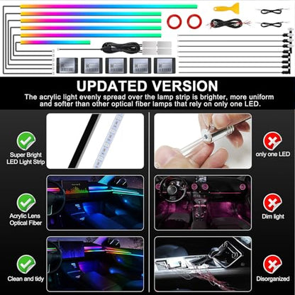 Dreamcolor Acrylic Interior Car LED Strip Light with Wireless APP