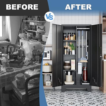 61" Broom Closet Storage Cabinet