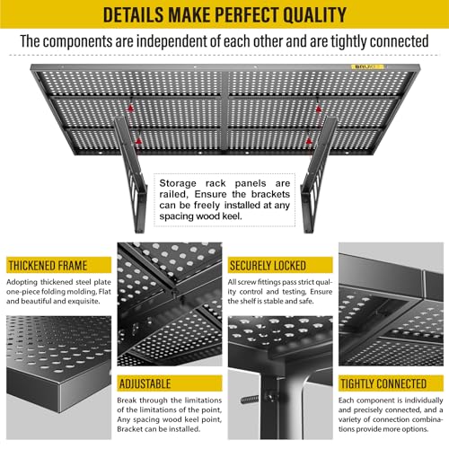 2Pack 2x3ft Adjustable Metal Garage Wall Shelving Heavy Duty Garage Storage Shelf Wall Mounted Black (2 Count)
