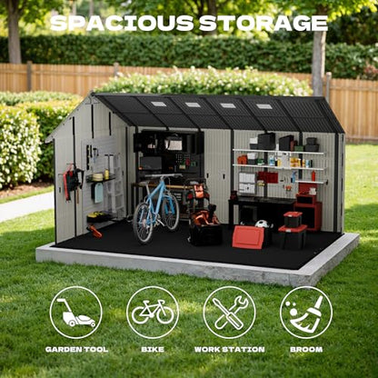 10x14 FT Resin Outdoor Storage Shed with Floor