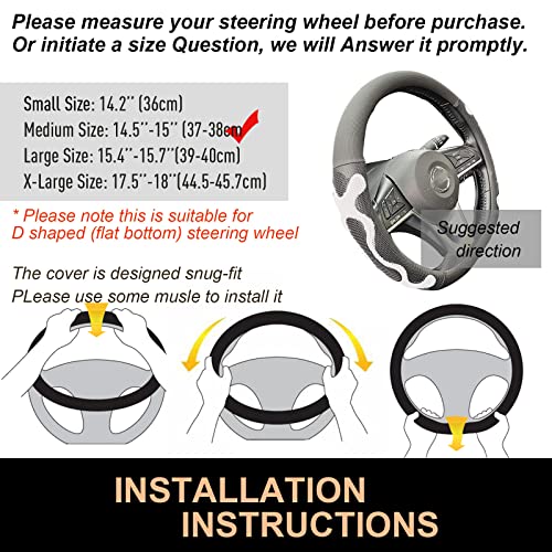 D Shaped Comfy Grip Steering Wheel Cover 14.5