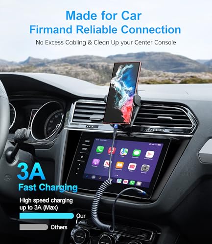 USB C Cable 100W 3FT Coiled USB C to USB C Charger Cable for Car (2 Count)