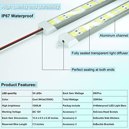 12V LED Light Bar Waterproof (4 Count)