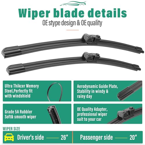Windshield Wiper Blades Replacement for Volvo XC60 2012