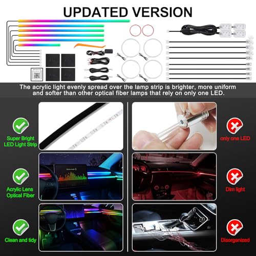 Dreamcolor Acrylic Interior Car LED Strip Light with Wireless APP