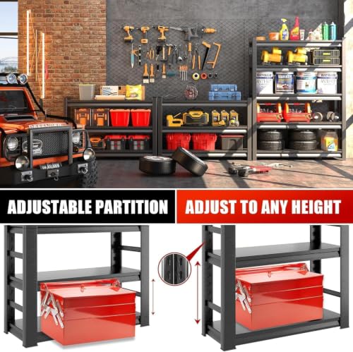 Garage Shelving 3000LBS Heavy Duty Shelving Units and Storage Shelves Adjustable 5 Tier Metal Shelving for Kitchen