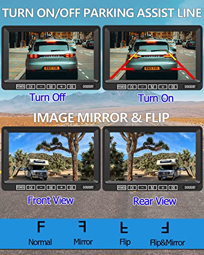 RV Backup Camera Wireless DOUXURY IP69 Waterproof 170° Wide View Angle HD 1080P Rear View Camera + HD LCD 7" Monitor
