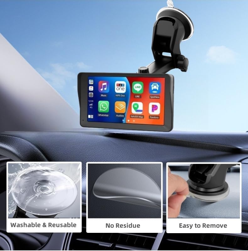 Carplay Mount with Scrwes Flexible Suction Cup Bracket for 7"