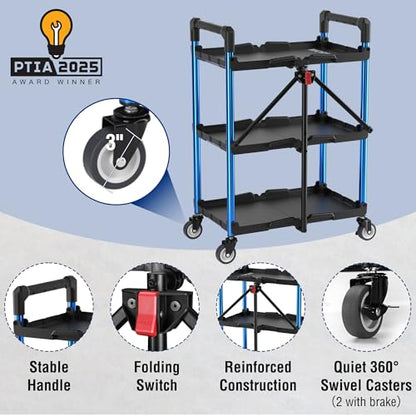 3 Tier Collapsible Utility Cart