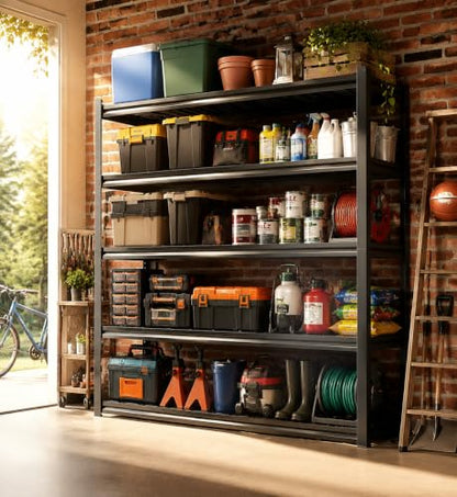 Garage Shelving 5 Tier Heavy Duty Boltless Storage Rack Adjustable