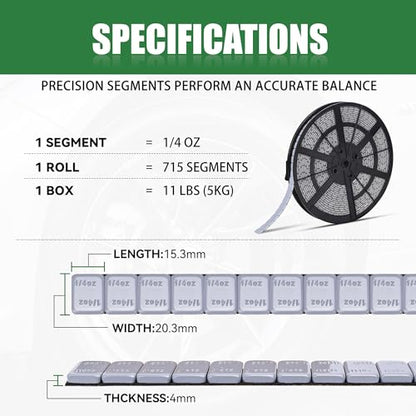 1 4 oz Stick On Wheel Weights 715pcs 5kg Bulk Pack Low Profile Grey