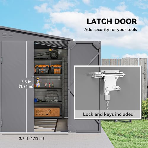 4.6' x 9' Steel Outdoor Storage Shed Waterproof Lean