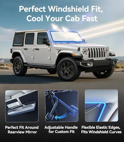 Windshield Sun Shade Umbrella for All Jeep Wrangler & Gladiator
