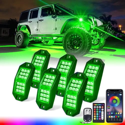 18 LED Rock Lights 6 Pods Wide Angle Bluetooth Wheel Well Lights (6 Count)