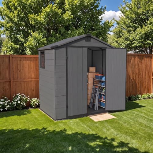 6X4 FT Plastic Outdoor Storage Shed with Floor