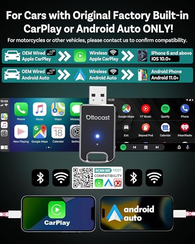 Mini Edge 2025 Wireless Carplay Adapter & Android Auto Wireless Adapter for Apple iPhone Samsung Android Phone 2