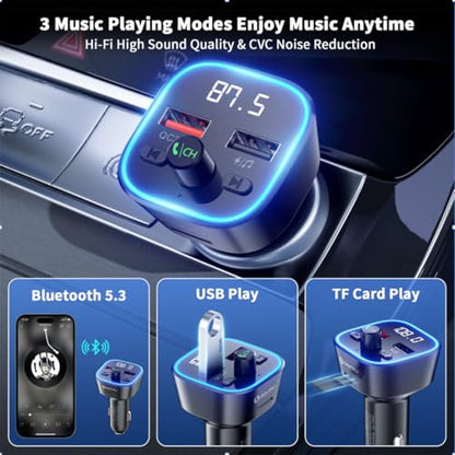 Bluetooth 5.3 FM Transmitter Car Adapter