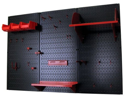 Pegboard Organizer 4 ft. Metal Pegboard Standard Tool Storage Kit with Black Toolboard and Red Accessories