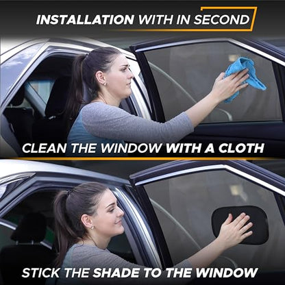 Cling Sun Shade for Car Window and Windshield 4 Pack (4 Count)